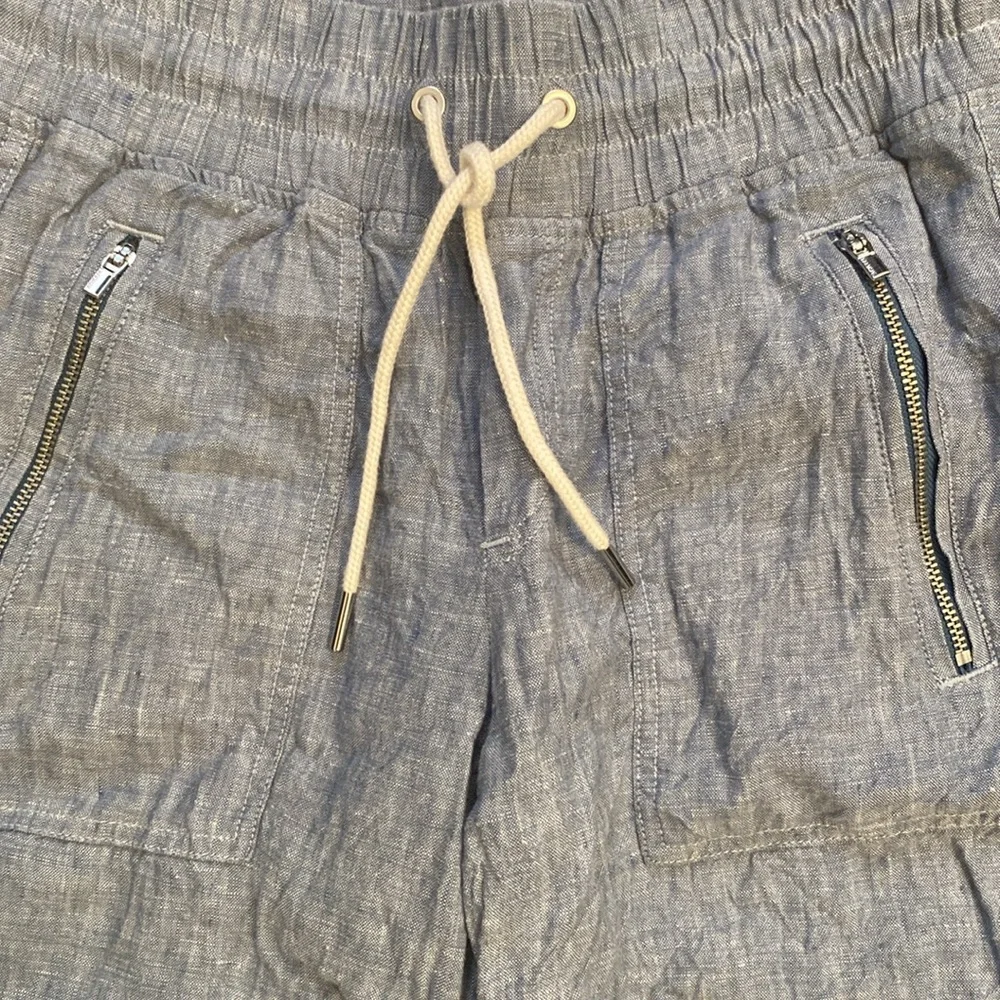 Athleta Cabo Linen Wide Leg Light Blue Pants Elastic Comfort - Picture 5 of 8